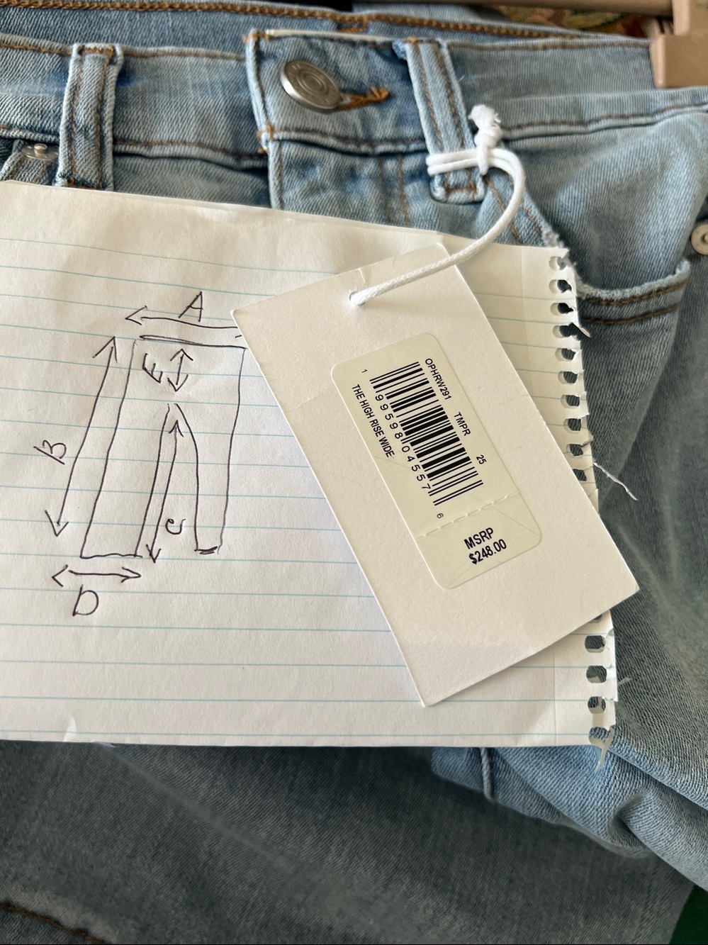 NWT $248 Frame The High Rise Wide Denim Light Blue Jeans Size 25 Stretch - Picture 13 of 14